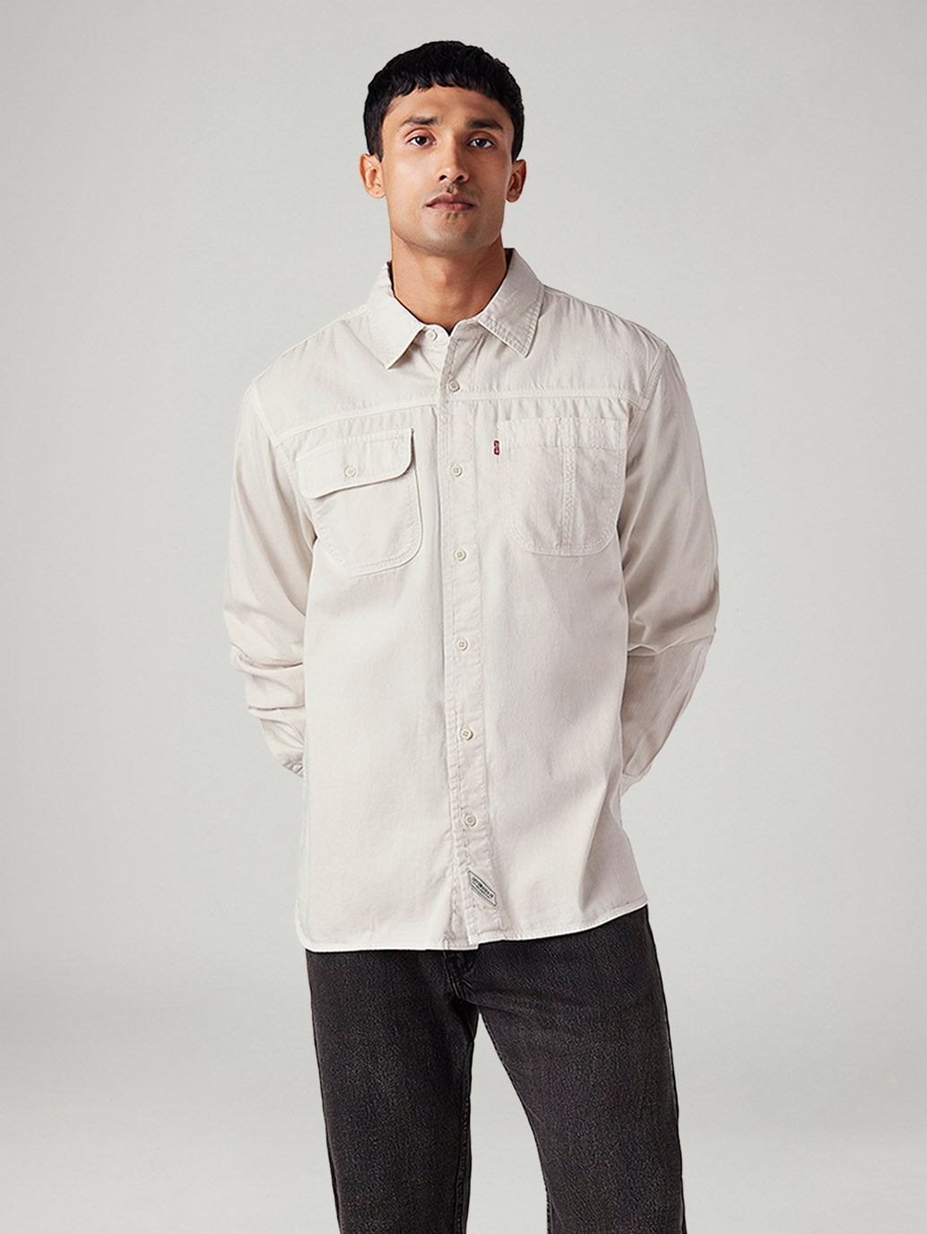 Men's Solid Relaxed Fit Shirt - Front View