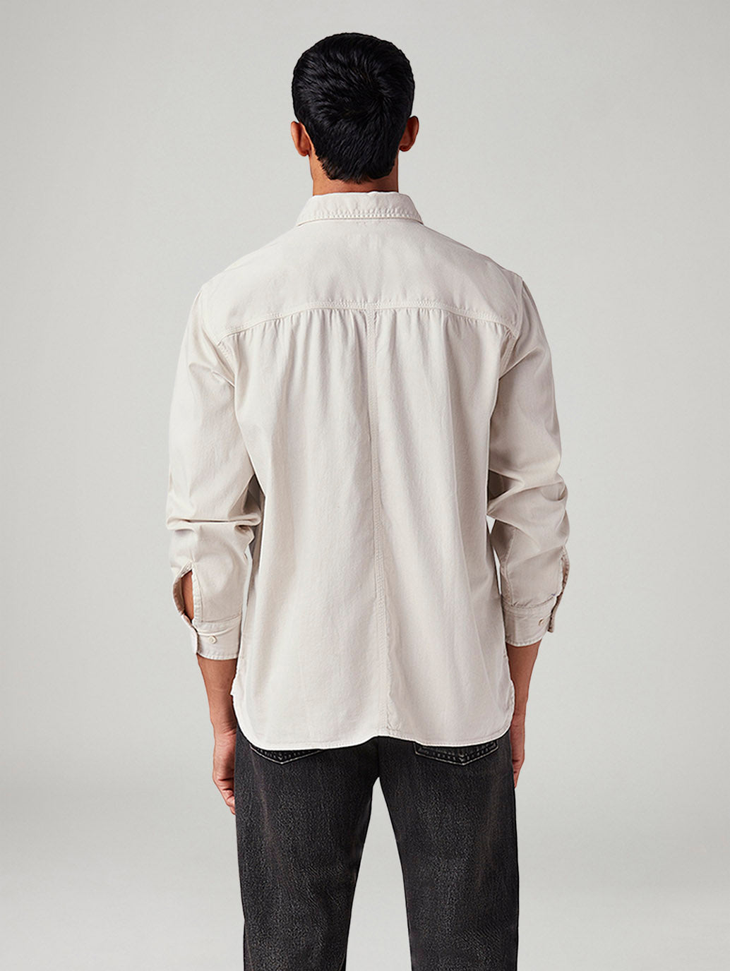 Men's Solid Relaxed Fit Shirt - Back View