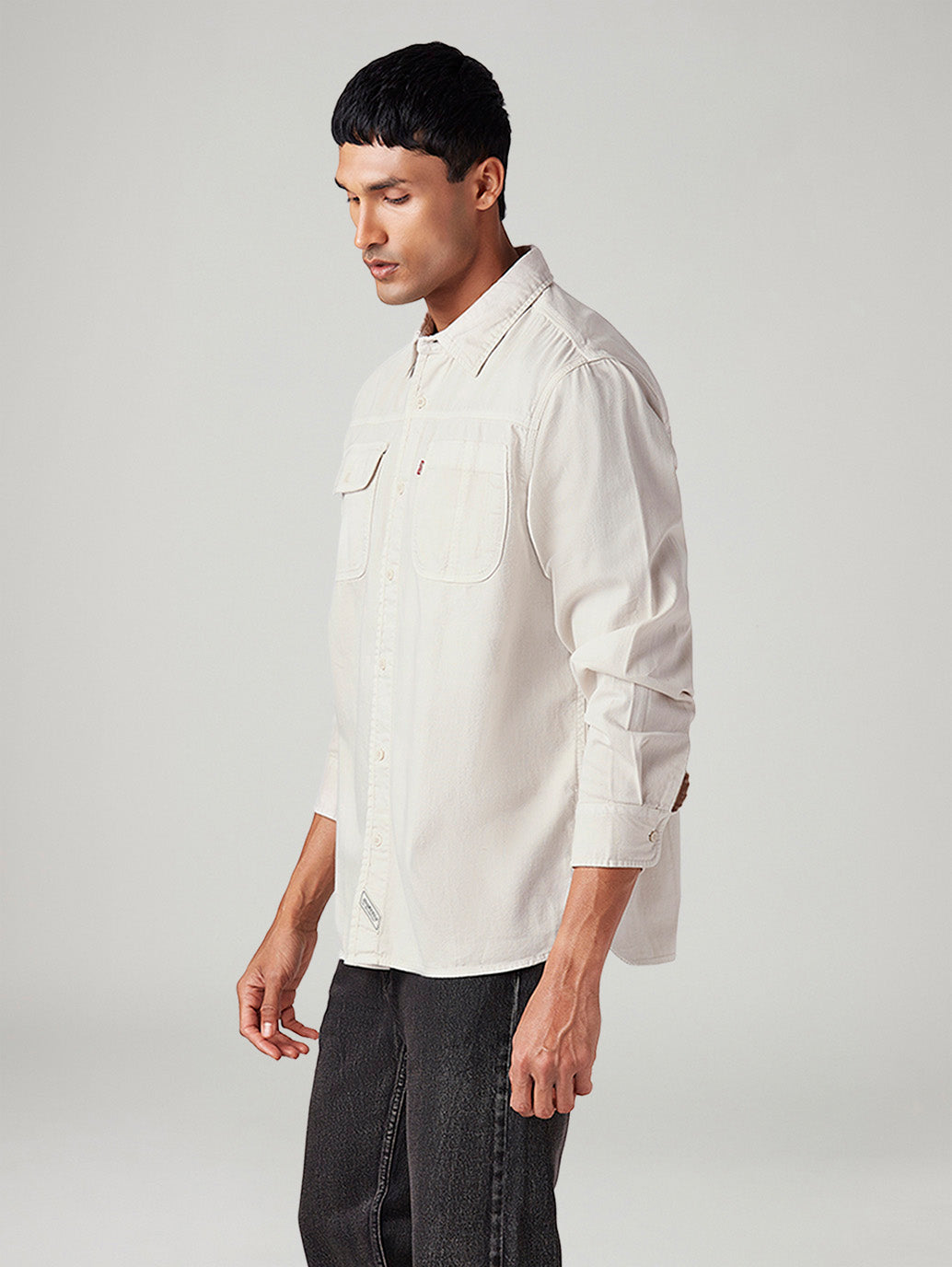 Men's Solid Relaxed Fit Shirt - Side View