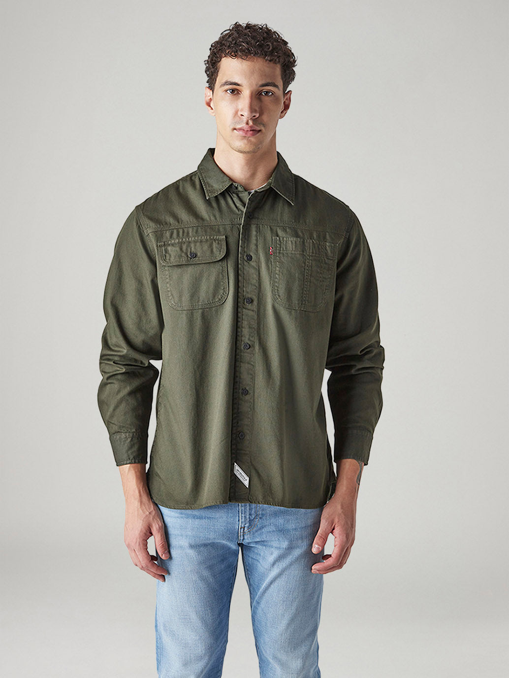 Men's Solid Relaxed Fit Overdyed Shirt - Front View