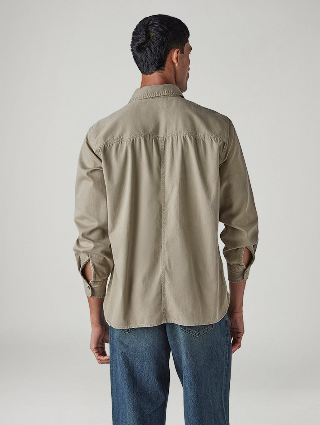 Men's Solid Relaxed Fit Shirt - Back View