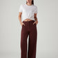 Women's Maroon Loose Fit High Rise Trousers - Styleshot View