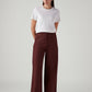 Women's Maroon Loose Fit High Rise Trousers - Front View