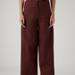 Women's Maroon Loose Fit High Rise Trousers - Front View