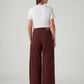 Women's Maroon Loose Fit High Rise Trousers - Back View