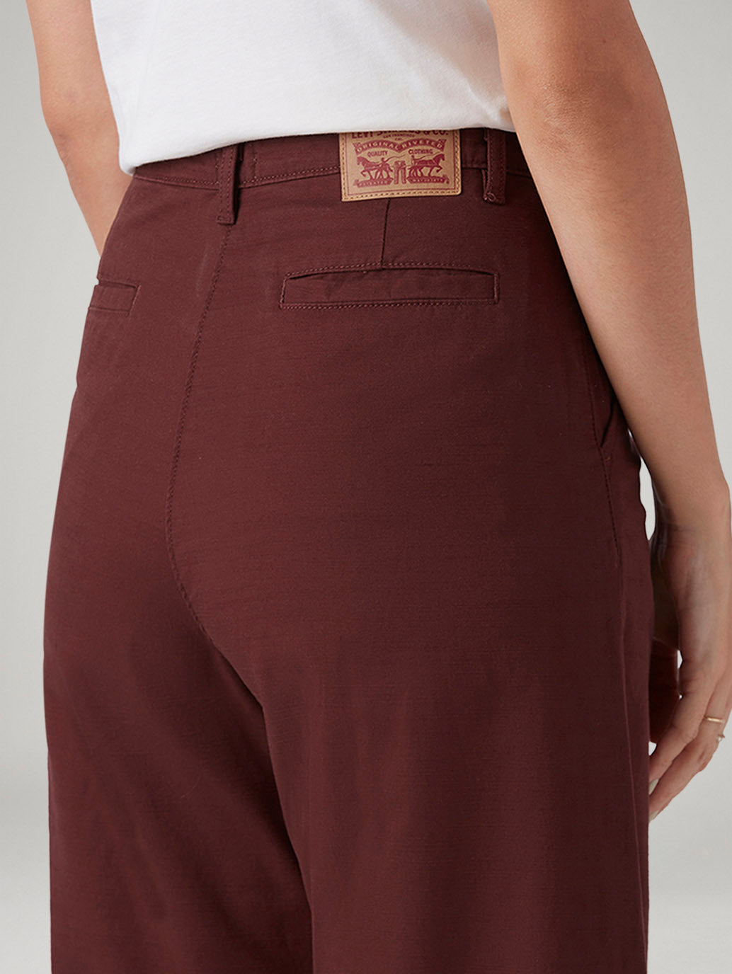 Women's Maroon Loose Fit High Rise Trousers - 20 View