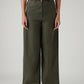 Women's Olive Loose Fit High Rise Trousers - Front View