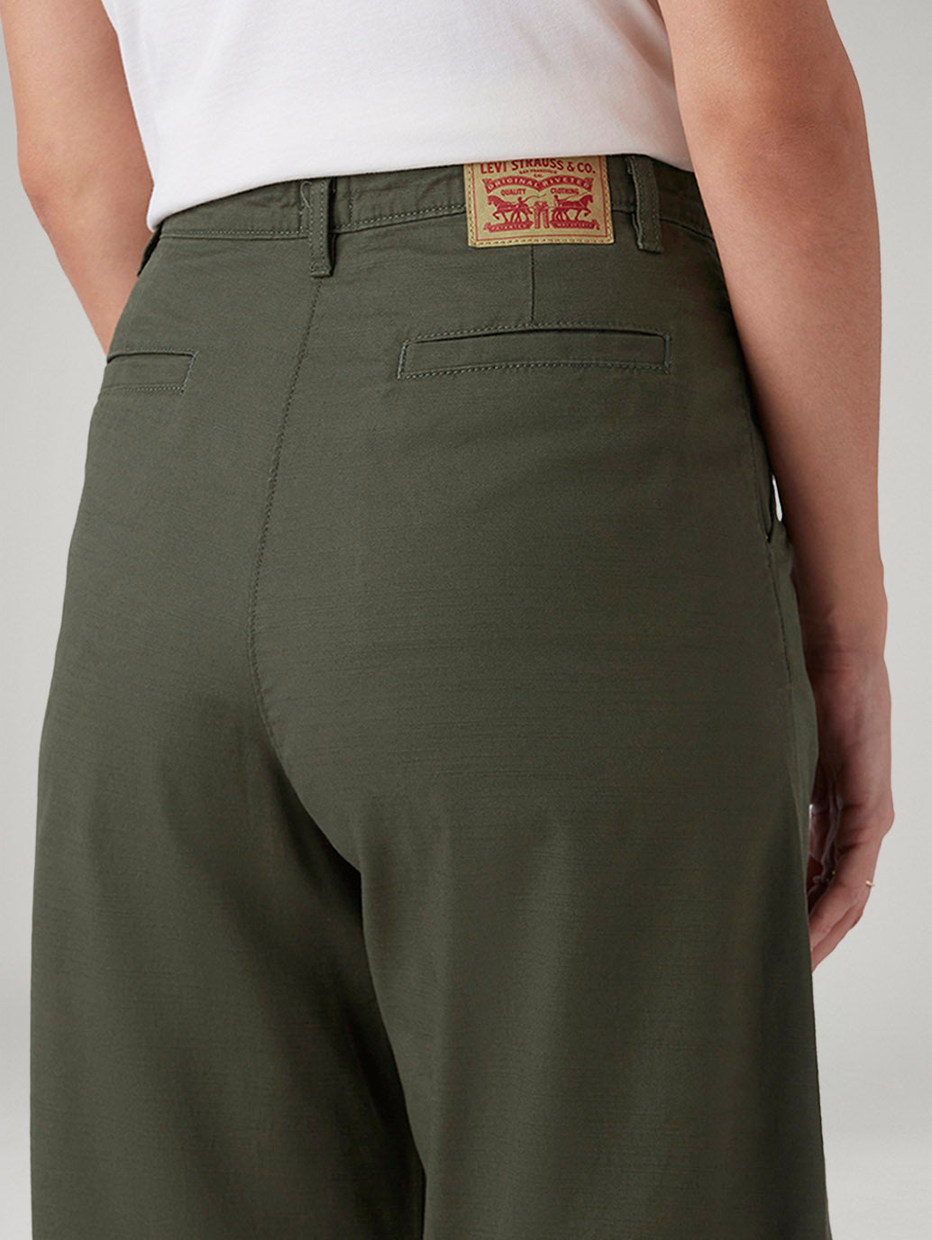 Women's Olive Loose Fit High Rise Trousers - 20 View