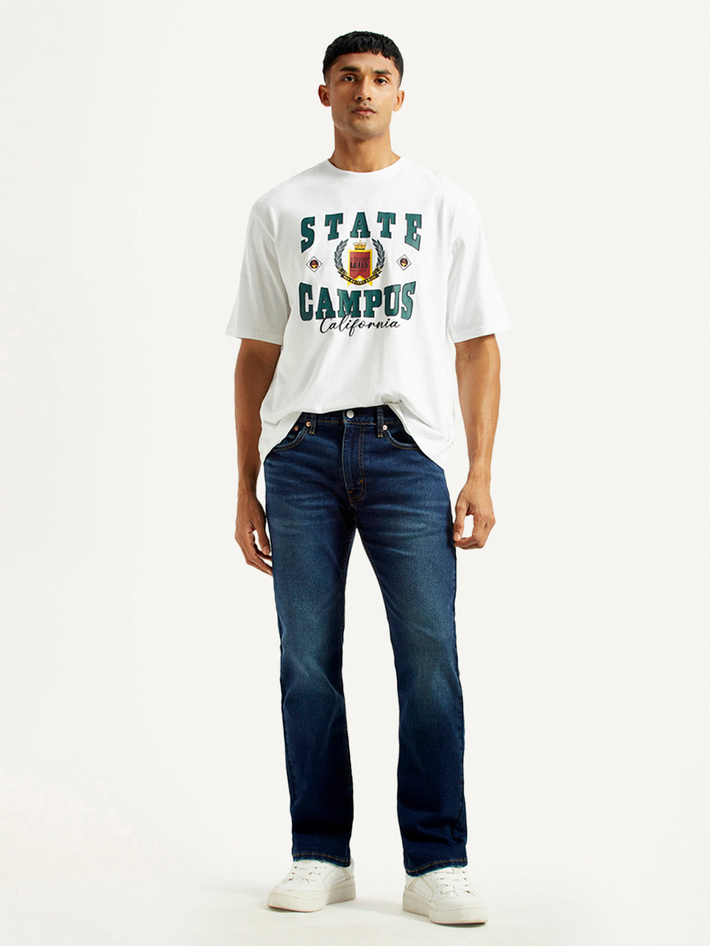Men's 527 Dark Indigo Bootcut Fit Mid Rise Jeans - Styleshot View
