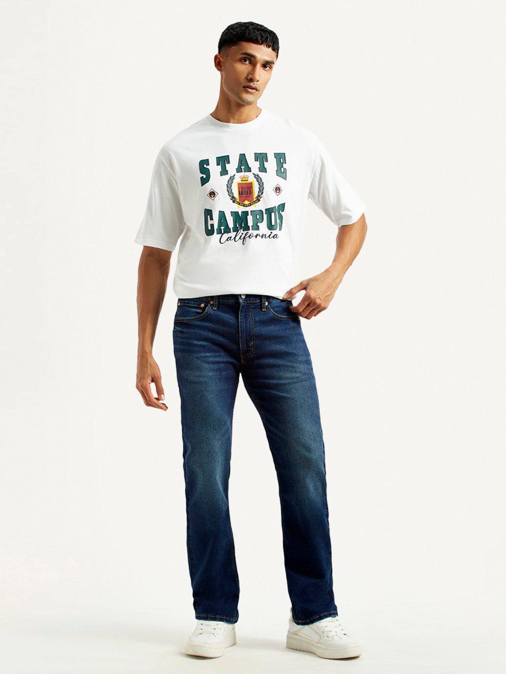 Men's 527 Dark Indigo Bootcut Fit Mid Rise Jeans - Front View
