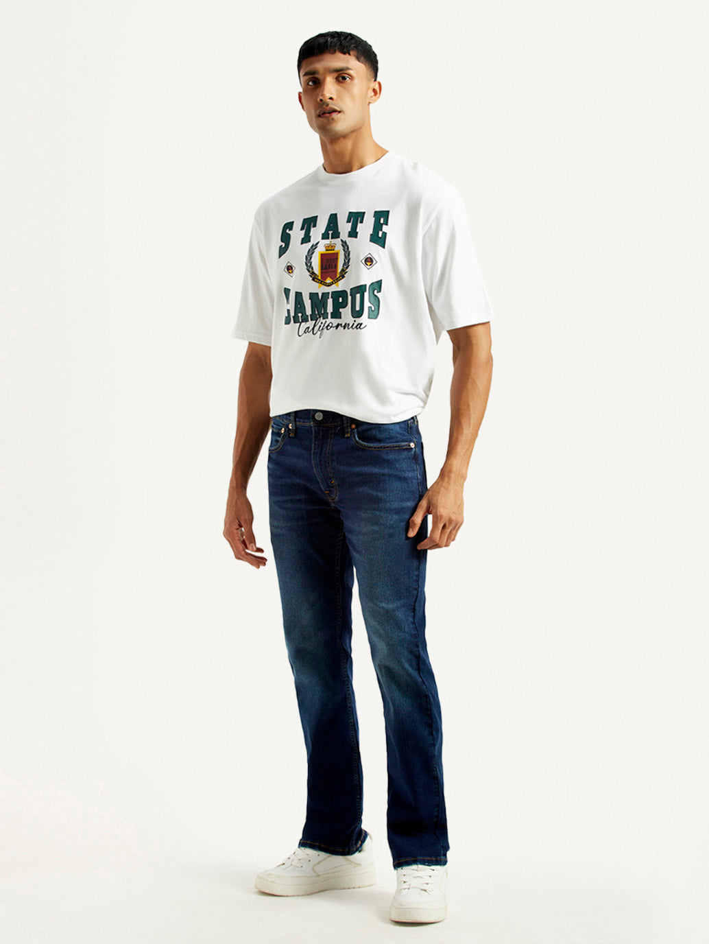 Men's 527 Dark Indigo Bootcut Fit Mid Rise Jeans - Side View