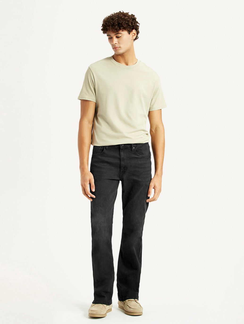 Men's 527 Black Slim Bootcut Fit Mid Rise Jeans - Front View