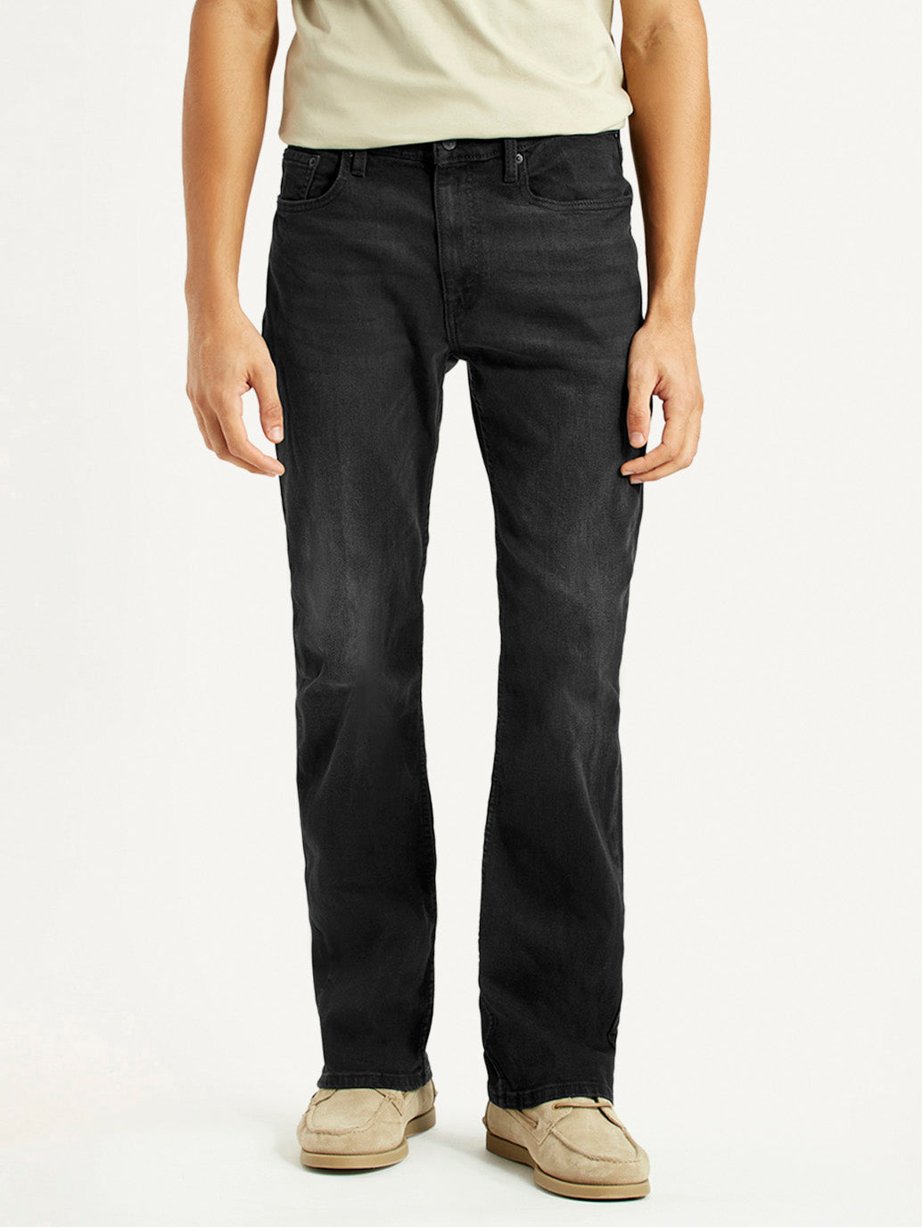 Men's 527 Black Slim Bootcut Fit Mid Rise Jeans - Front View