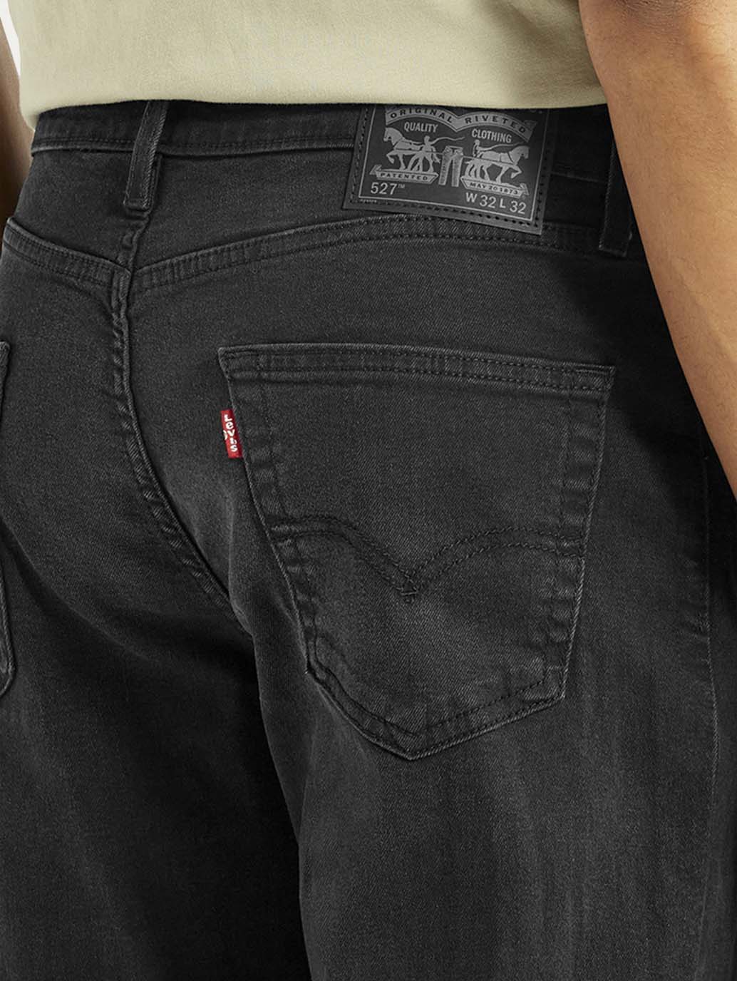 Men's 527 Black Slim Bootcut Fit Mid Rise Jeans - Detail View
