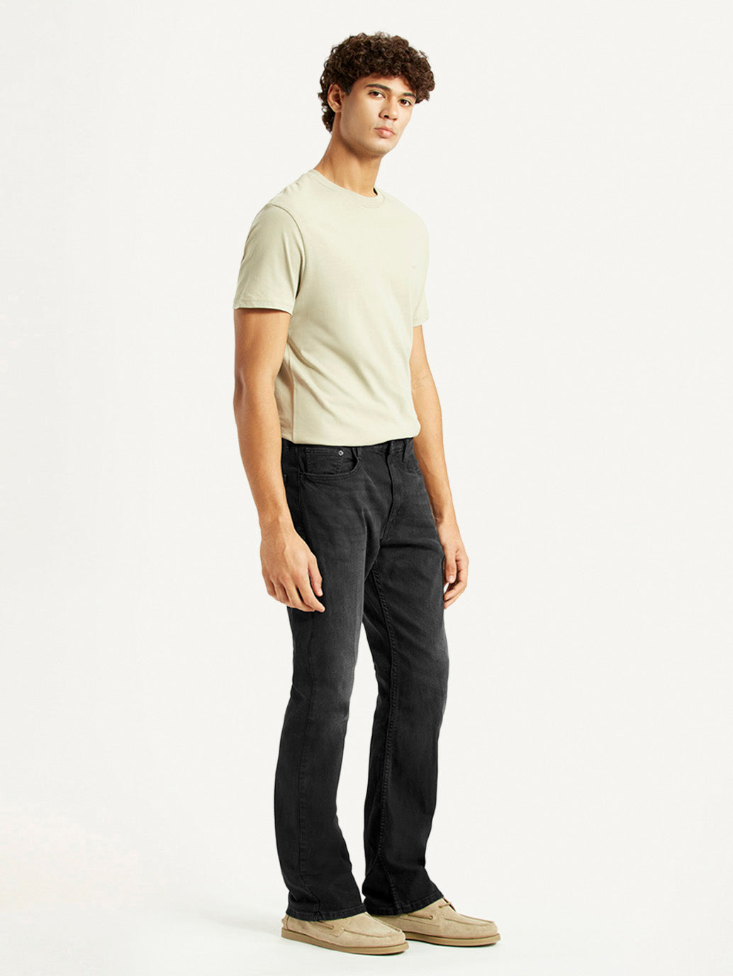 Men's 527 Black Slim Bootcut Fit Mid Rise Jeans - Side View