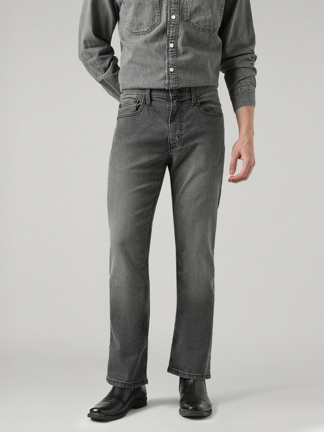 Men's 527 Grey Bootcut Fit Mid Rise Jeans - Front View