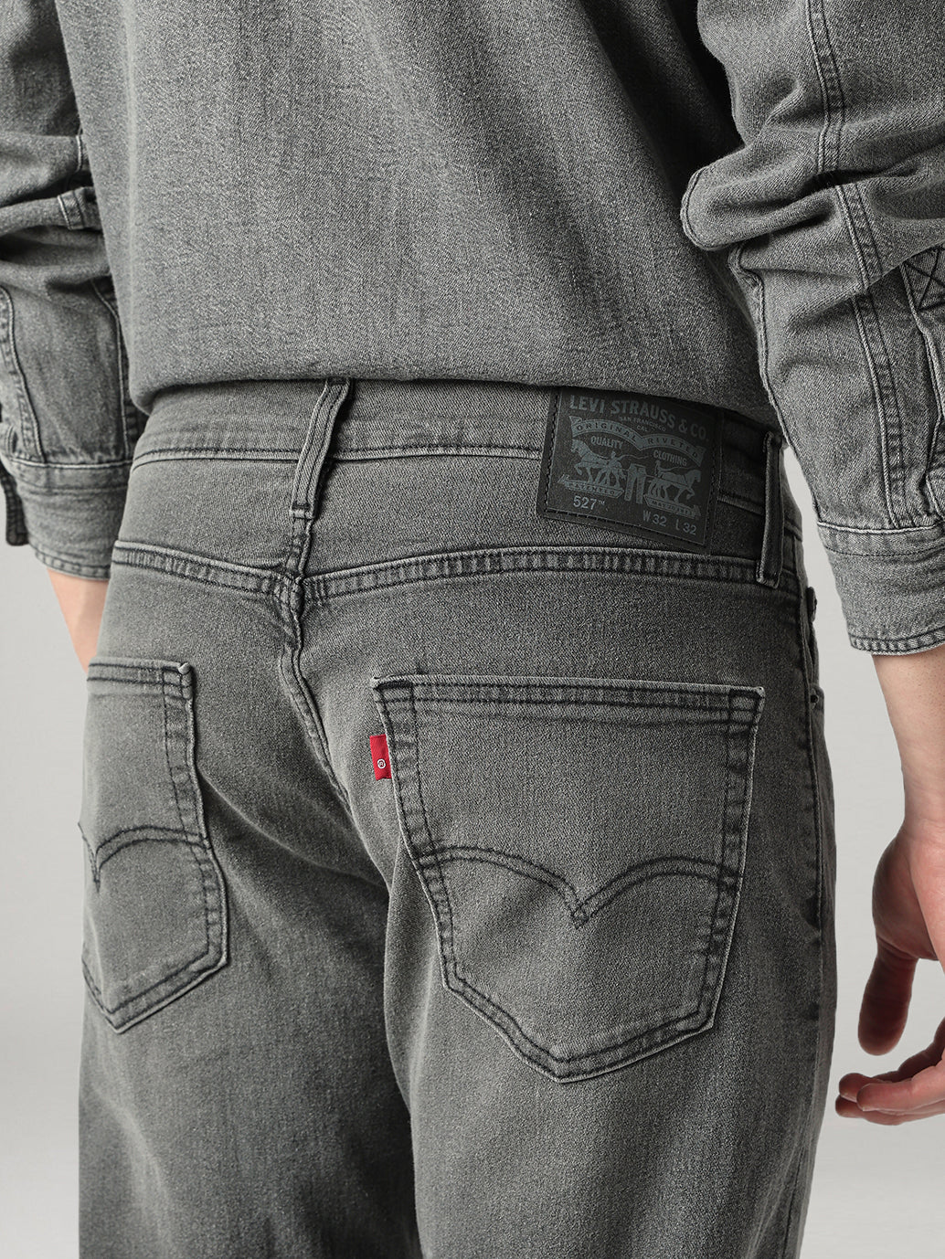 Men's 527 Grey Bootcut Fit Mid Rise Jeans - Detail View