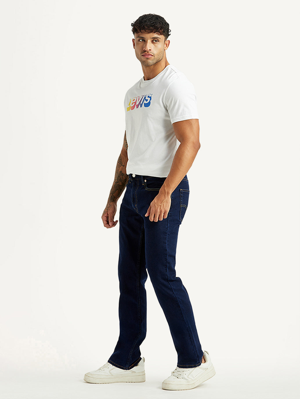 Men's 527 Dark Indigo Bootcut Mid Rise Jeans - Side View