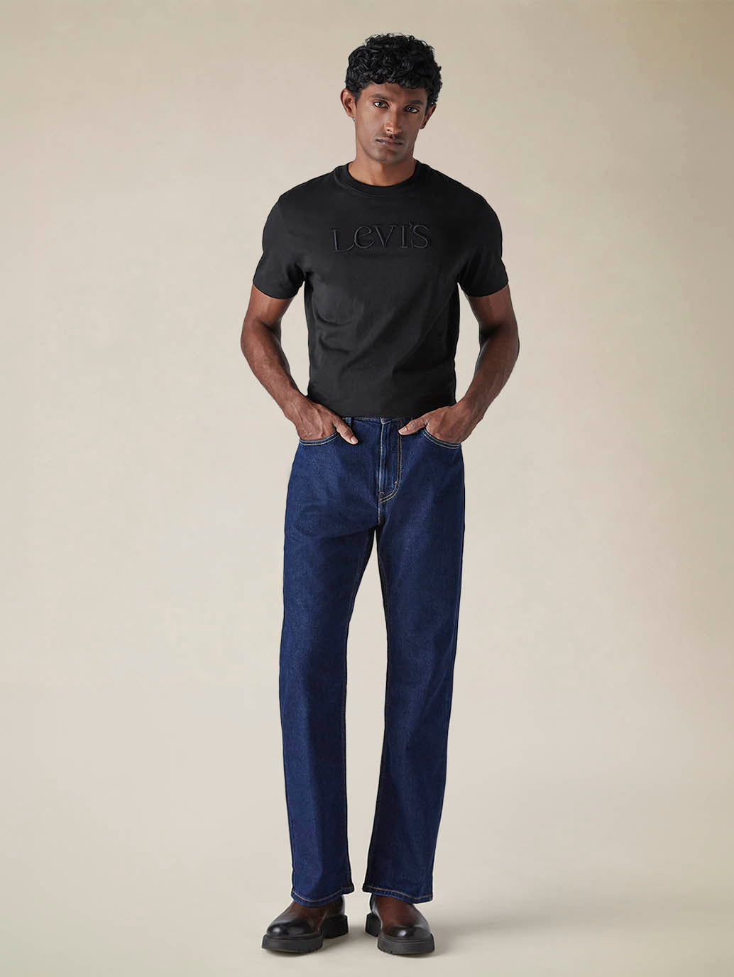 Mens 527 Mid Rise Bootcut Fit Cotton Stretch Blend Jeans - Front View