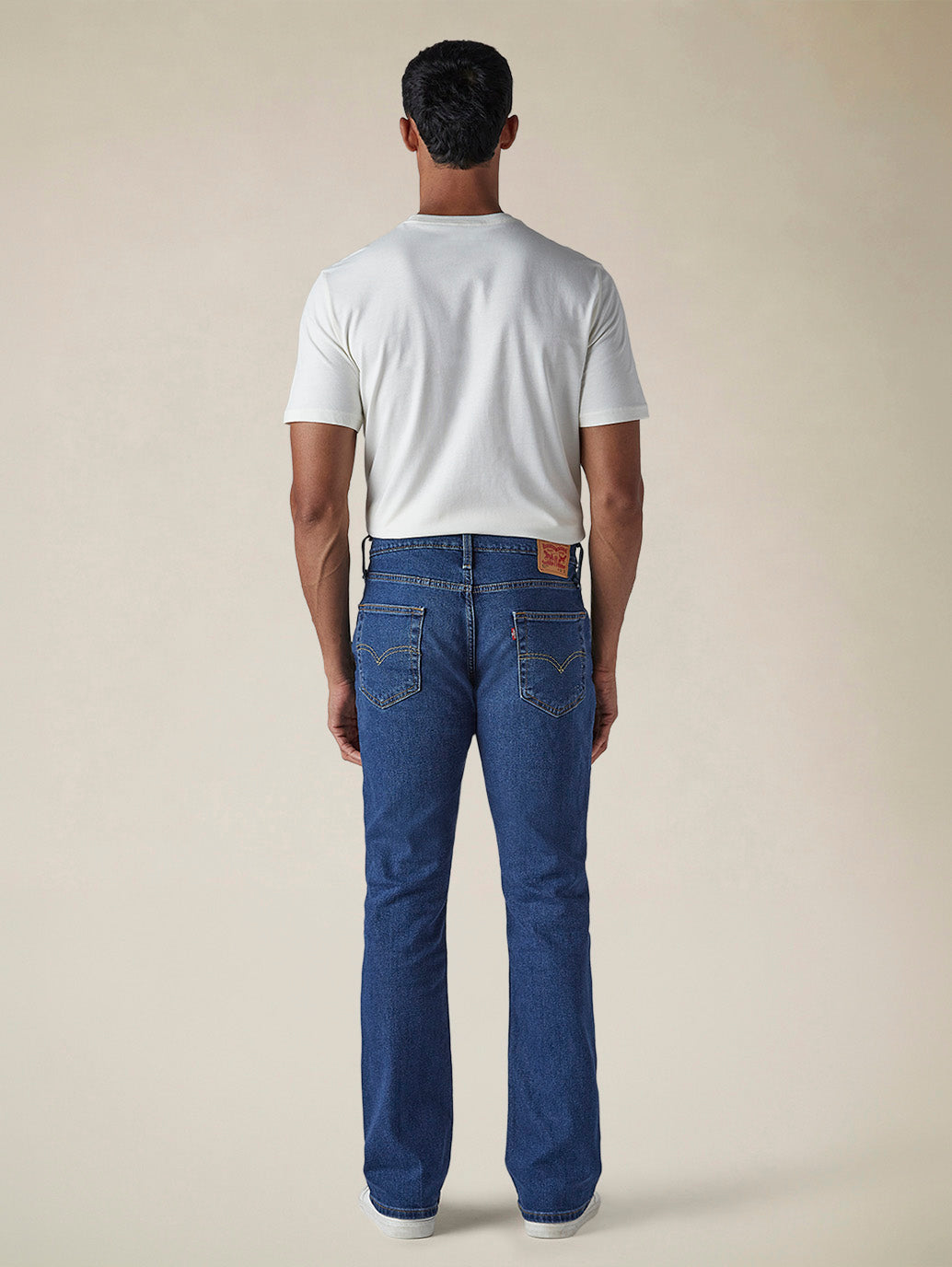 Mens 527 Mid Rise Bootcut Fit Cotton Stretch Blend Jeans - Back View