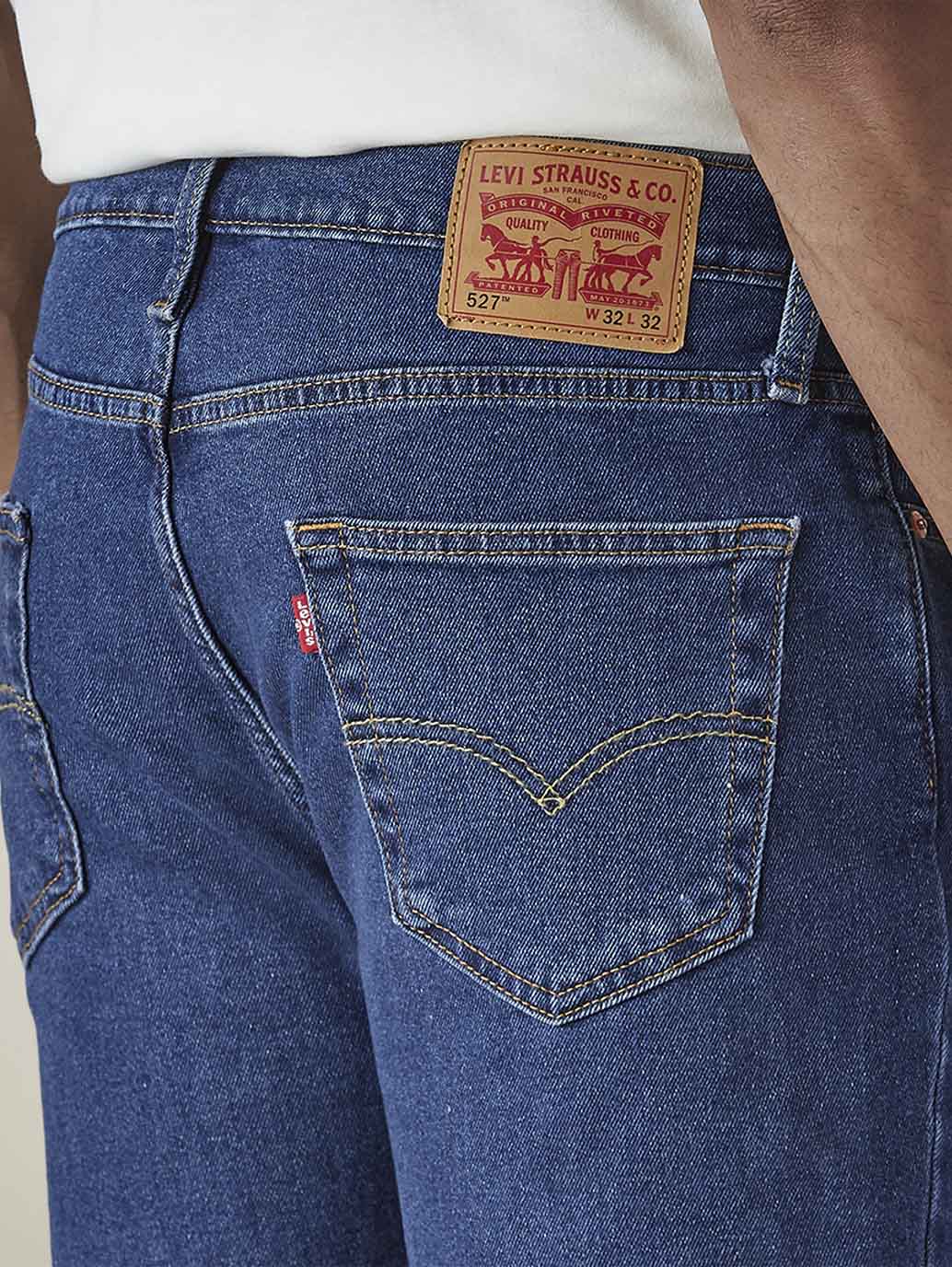 Mens 527 Mid Rise Bootcut Fit Cotton Stretch Blend Jeans - Detail View