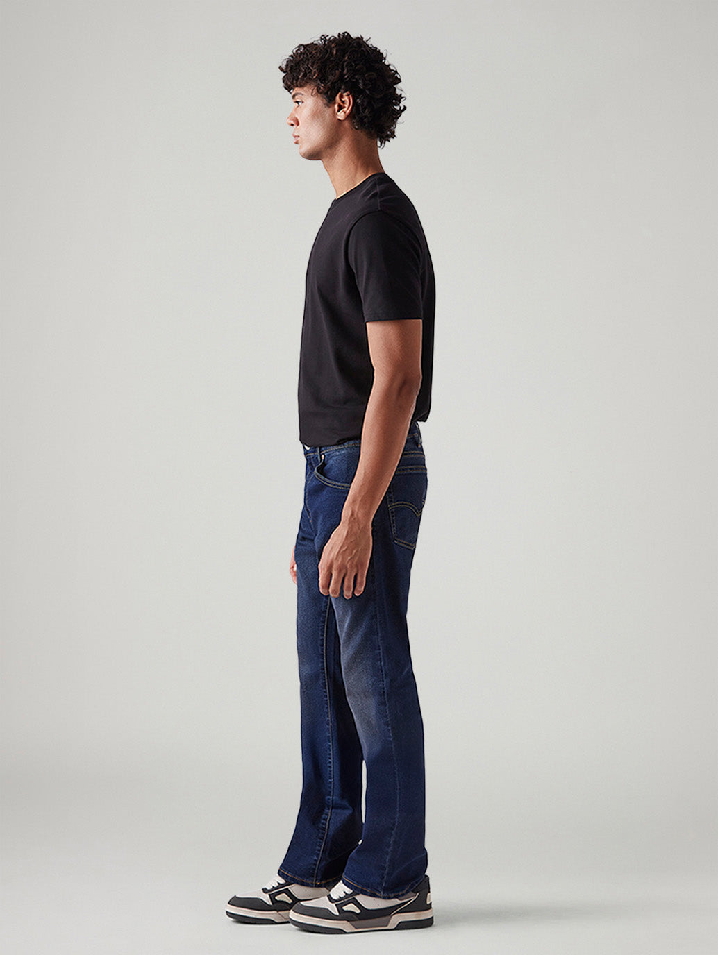 Men's 517 Dark Blue Bootcut Fit Mid Rise Tinted Jeans - Side View