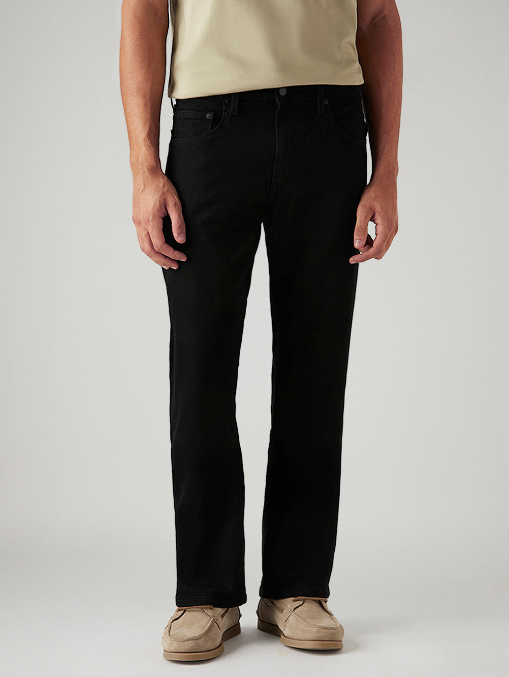 Men's 517 Black Bootcut Mid Rise Jeans - Front View