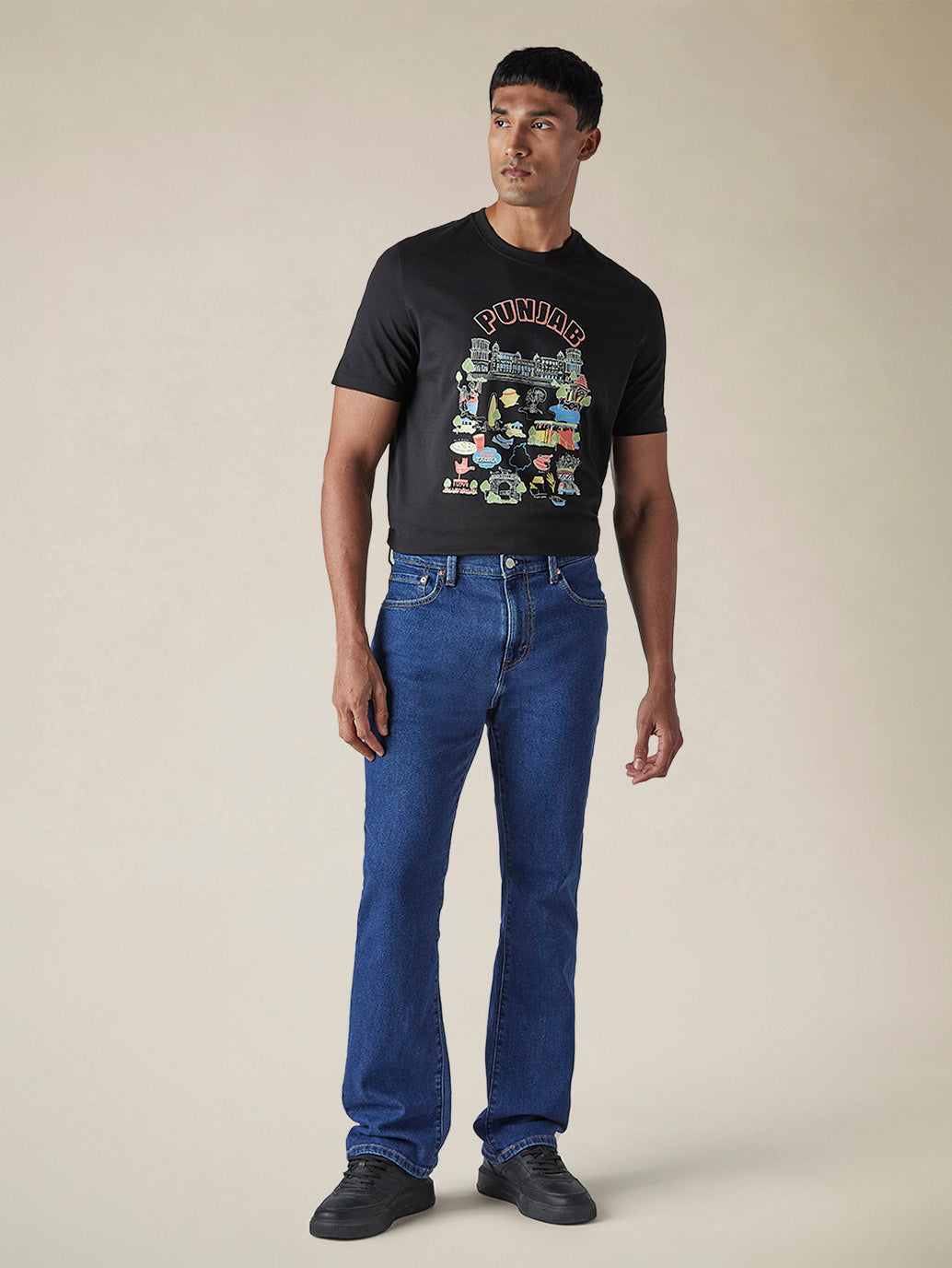 Mens 517 Mid rise Bootcut Fit Cotton Stretch Blend Jeans - Front View