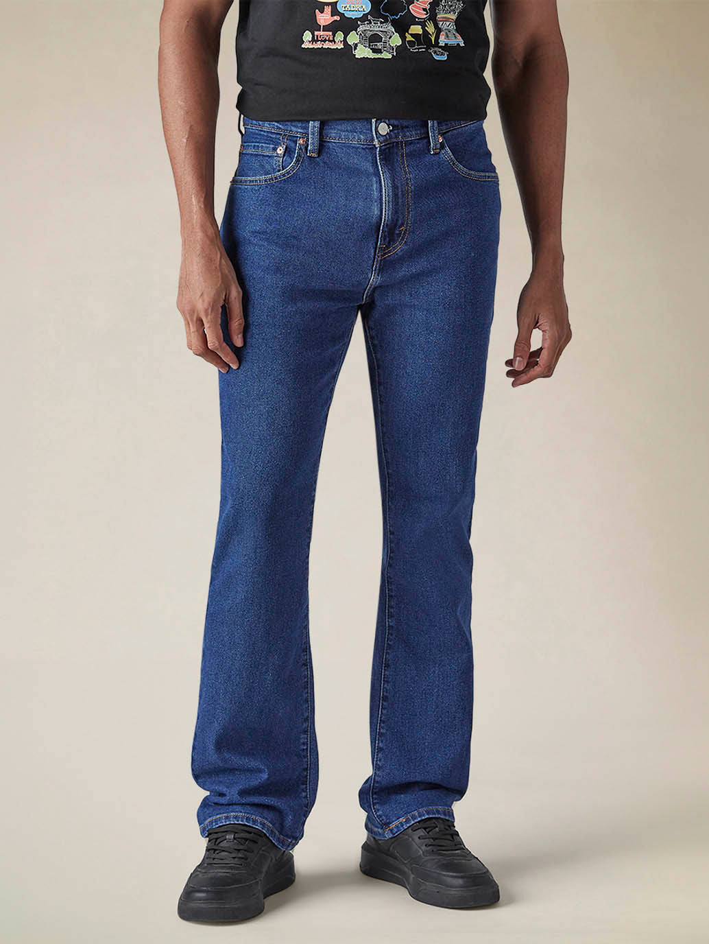 Mens 517 Mid rise Bootcut Fit Cotton Stretch Blend Jeans - Front View