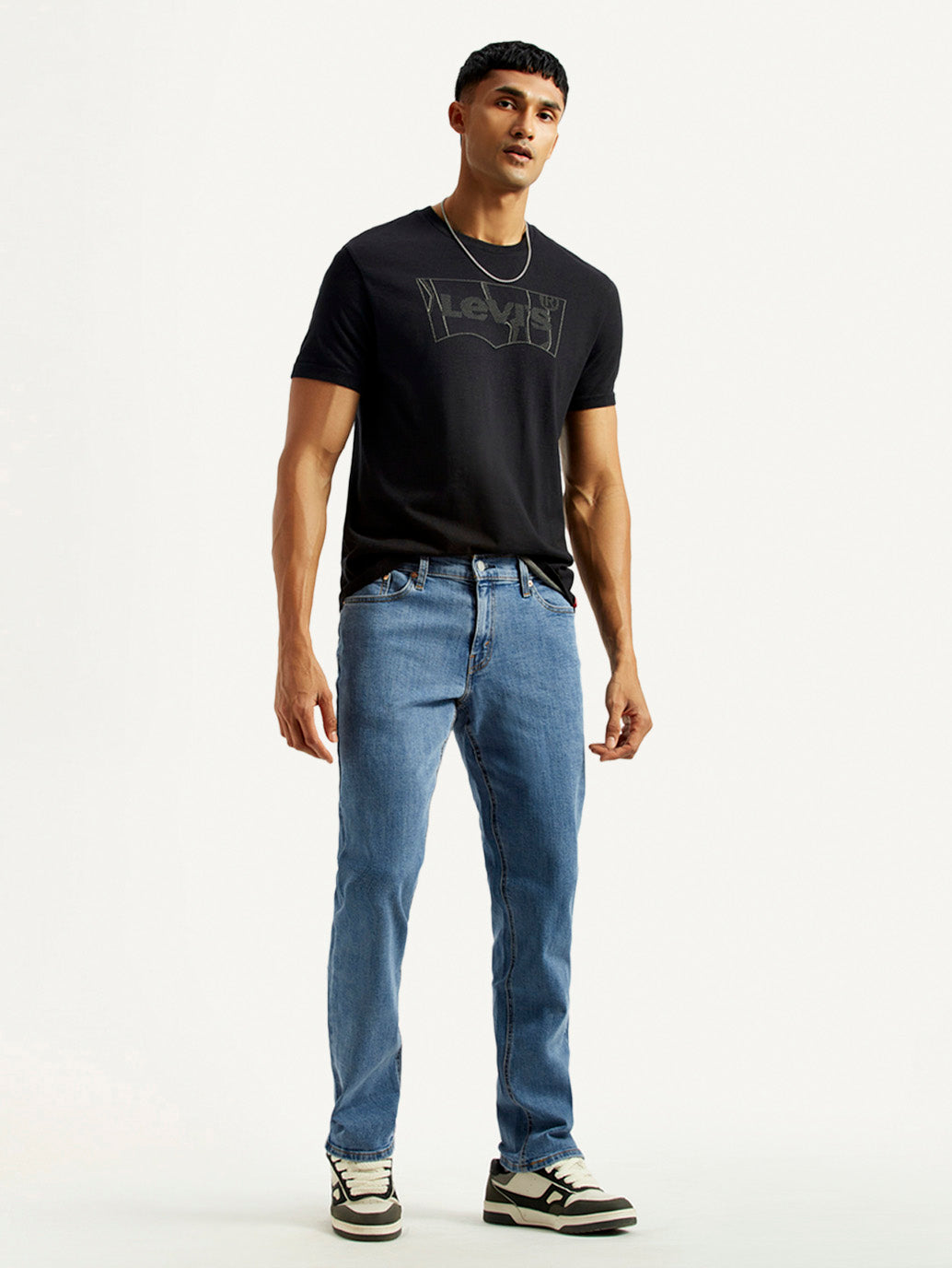 Men's 541 Med Indigo Athletic Tapered Fit Mid Rise Jeans - Styleshot View