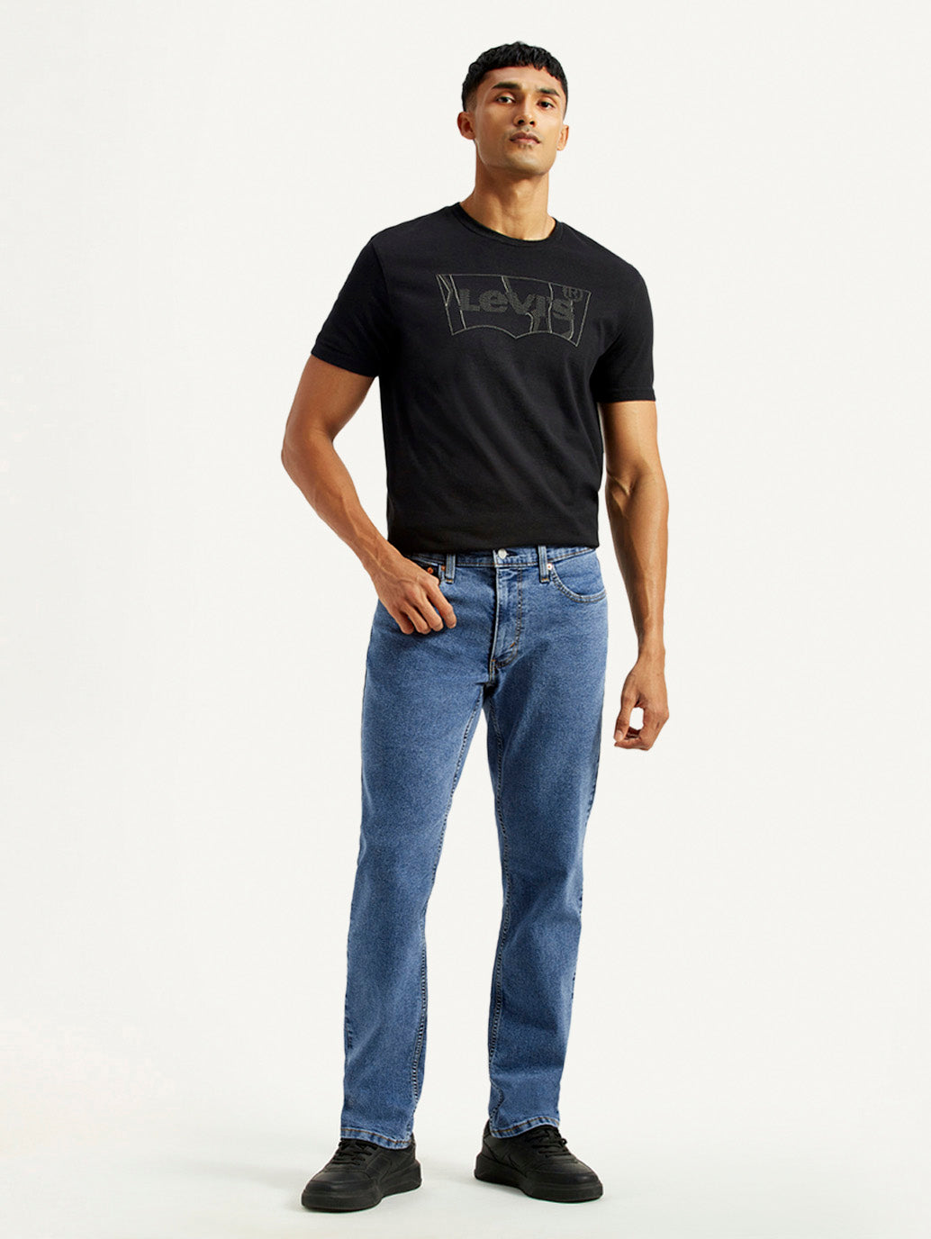 Men's 541 Med Indigo Athletic Tapered Fit Mid Rise Jeans - Front View