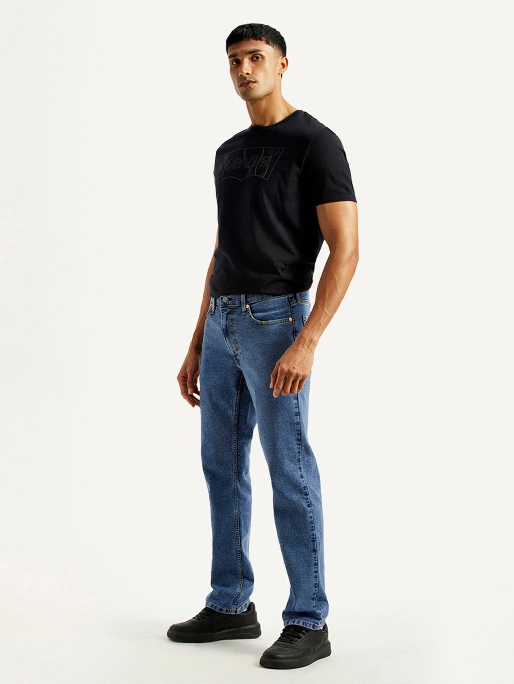 Men's 541 Med Indigo Athletic Tapered Fit Mid Rise Jeans - Side View