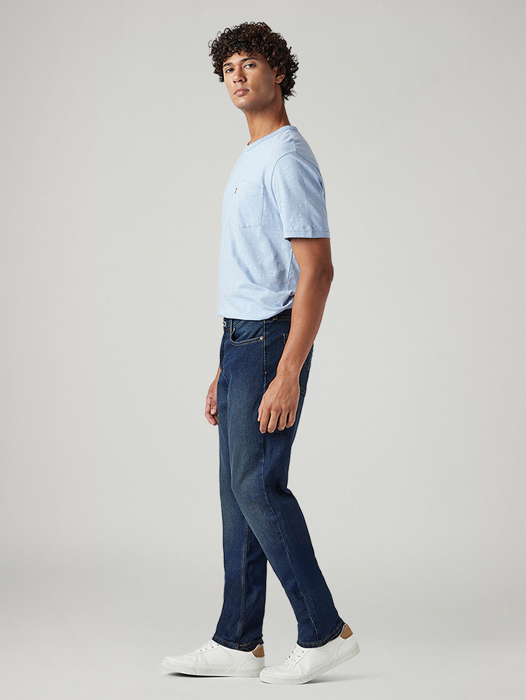 Men's 541 Dark Blue Athletic Tapered Fit Mid Rise Tinted Jeans - Side View