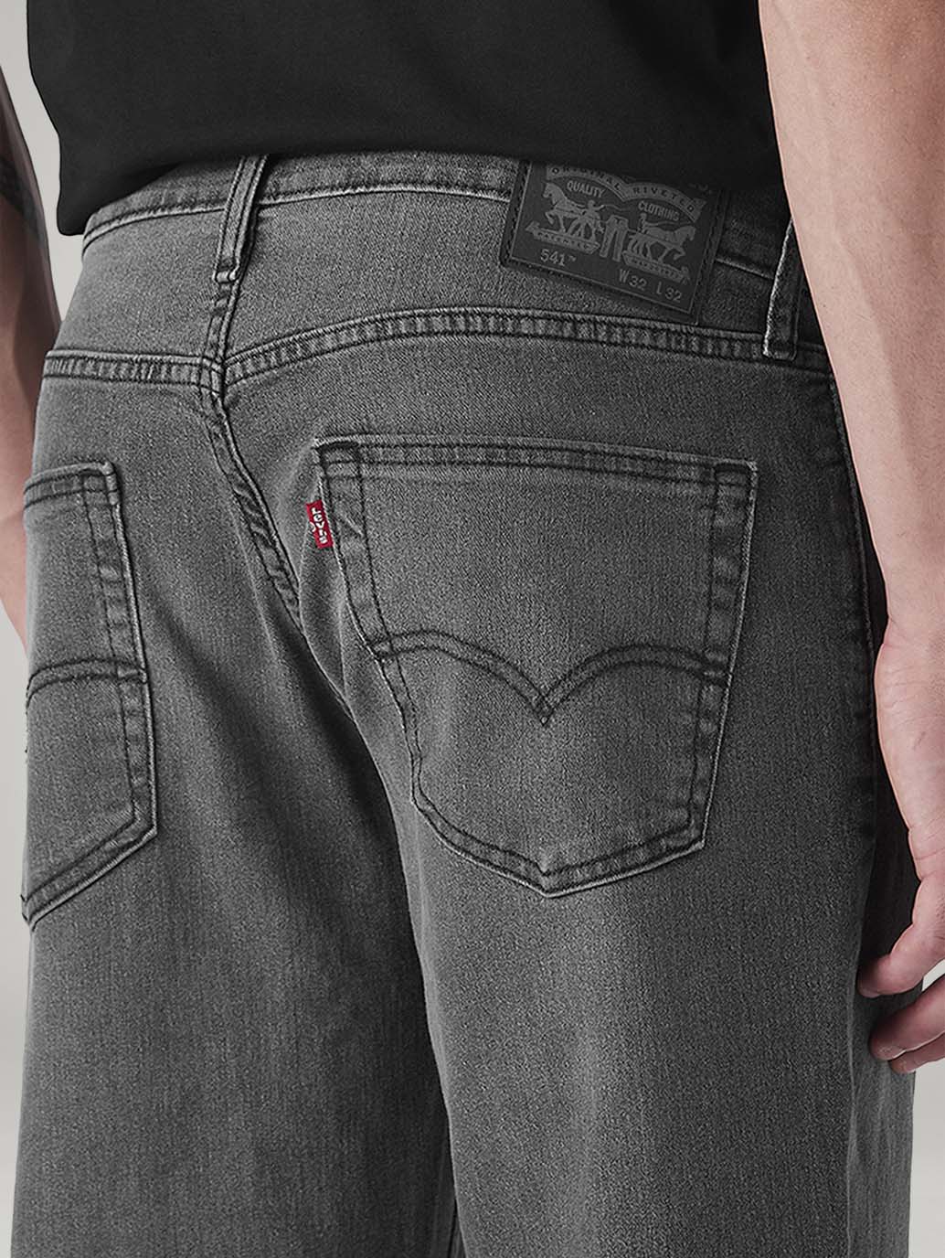 Men's 541 Charcoal Grey Athletic Tapered Fit Mid Rise Jeans - Detail View
