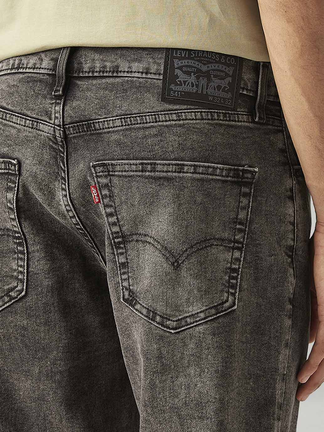Men's 541 Grey Athletic Tapered Fit Mid Rise Jeans - Detail View