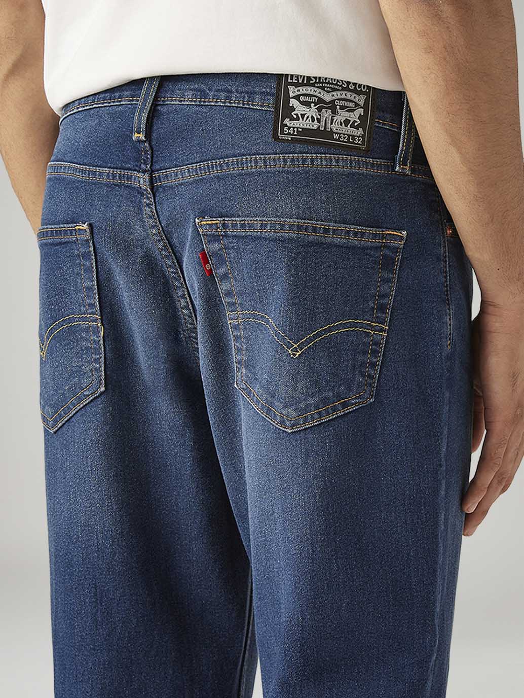 Men's 541 Blue Athletic Tapered Fit Mid Rise Tinted Jeans - Detail View