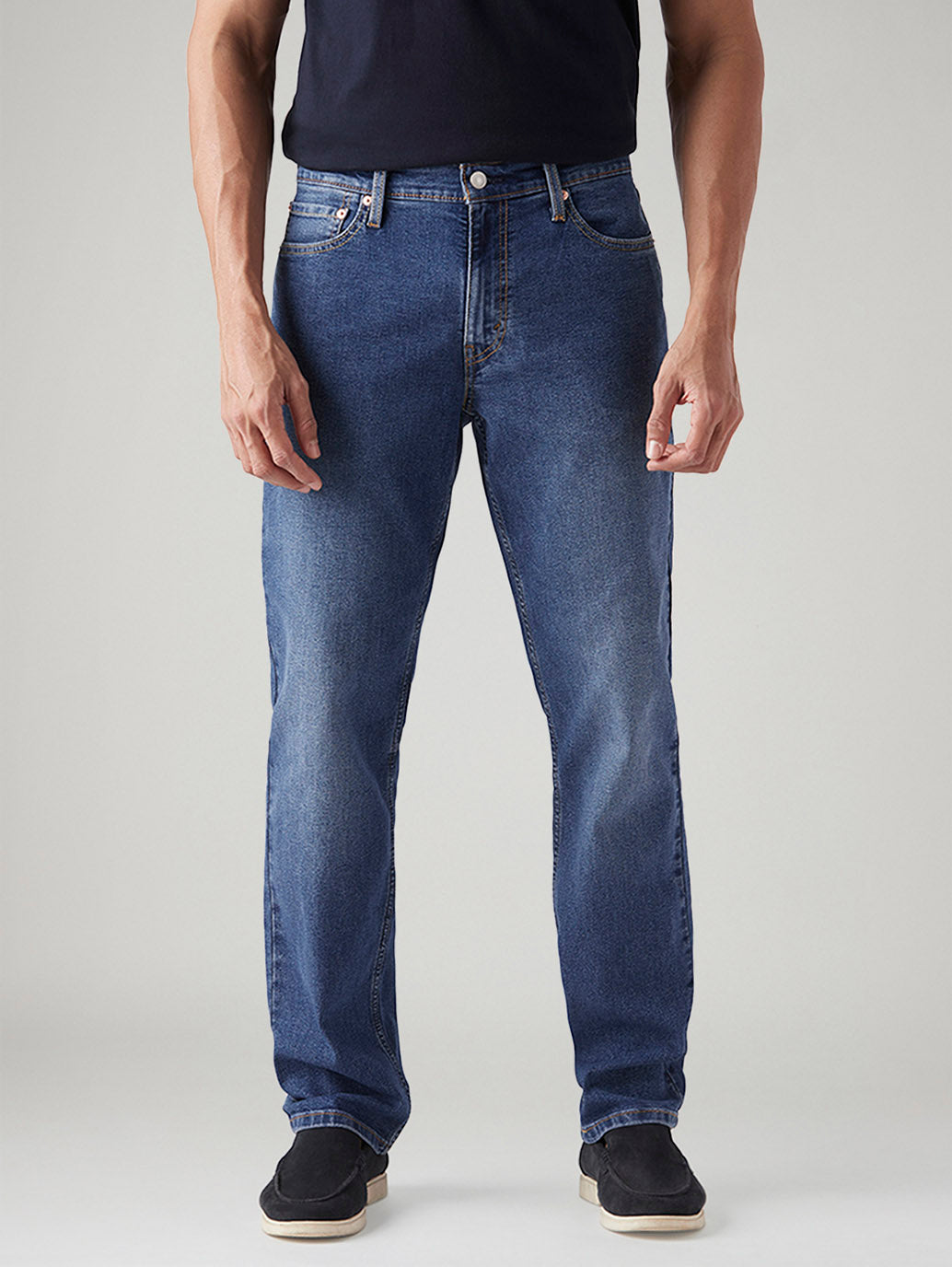 Men's 541 Med Indigo Athletic Tapered Fit Mid Rise Jeans - Front View