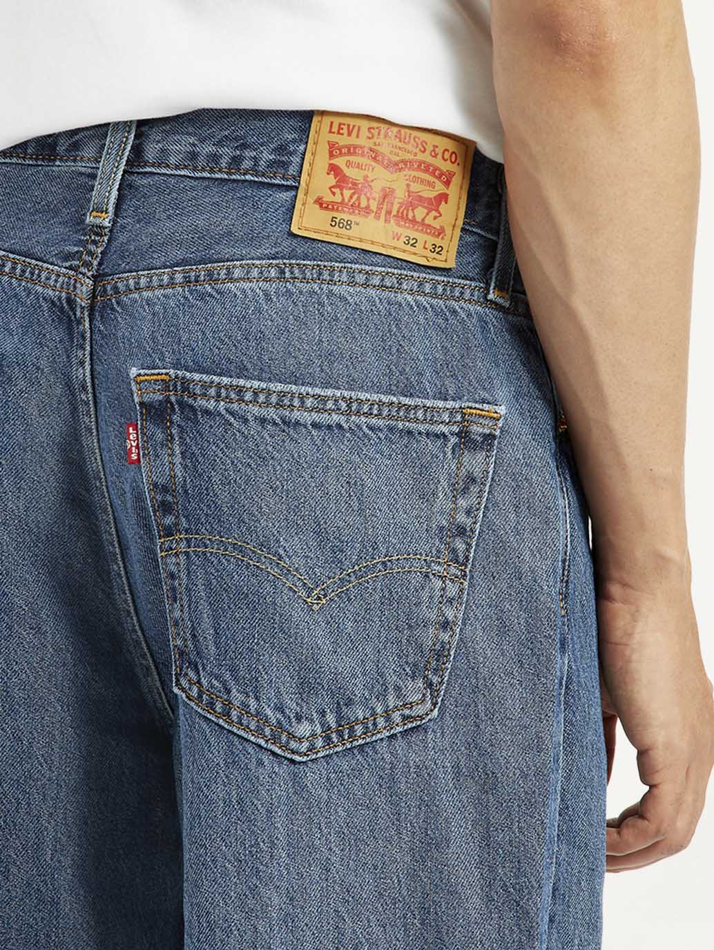 Men's 568 Med Indigo Loose Fit Mid Rise Jeans - Detail View