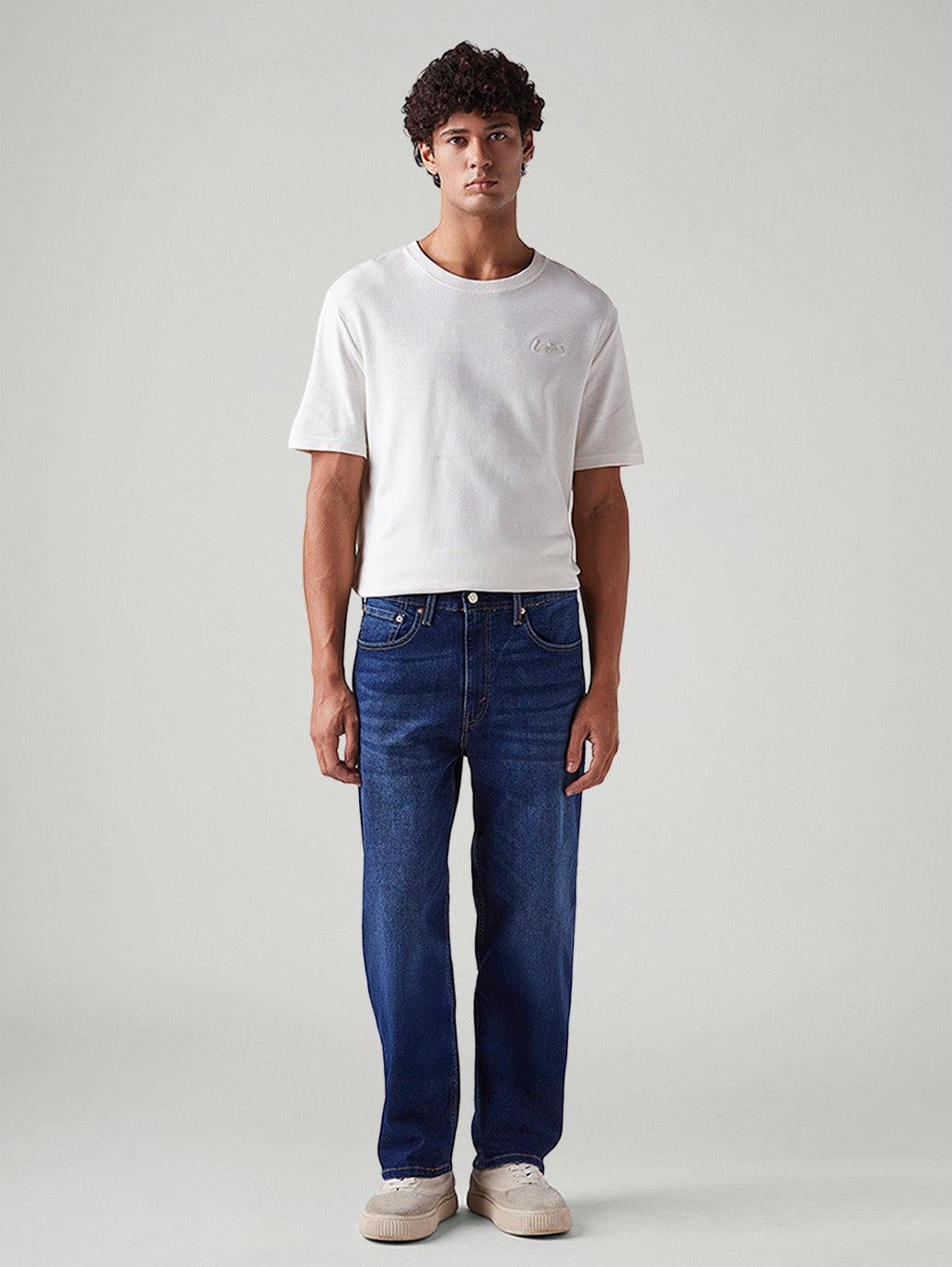 Men's 568 Dark Blue Loose Fit Mid Rise Jeans - Front View