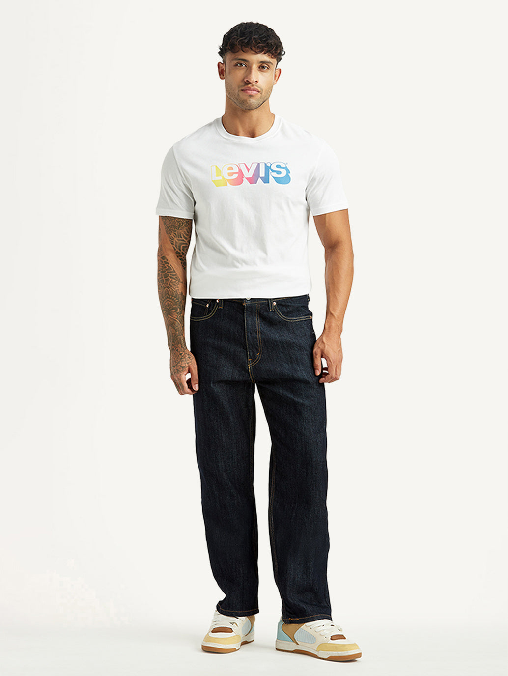 Men's 568 Dark Indigo Loose Fit Mid Rise Jeans - Front View