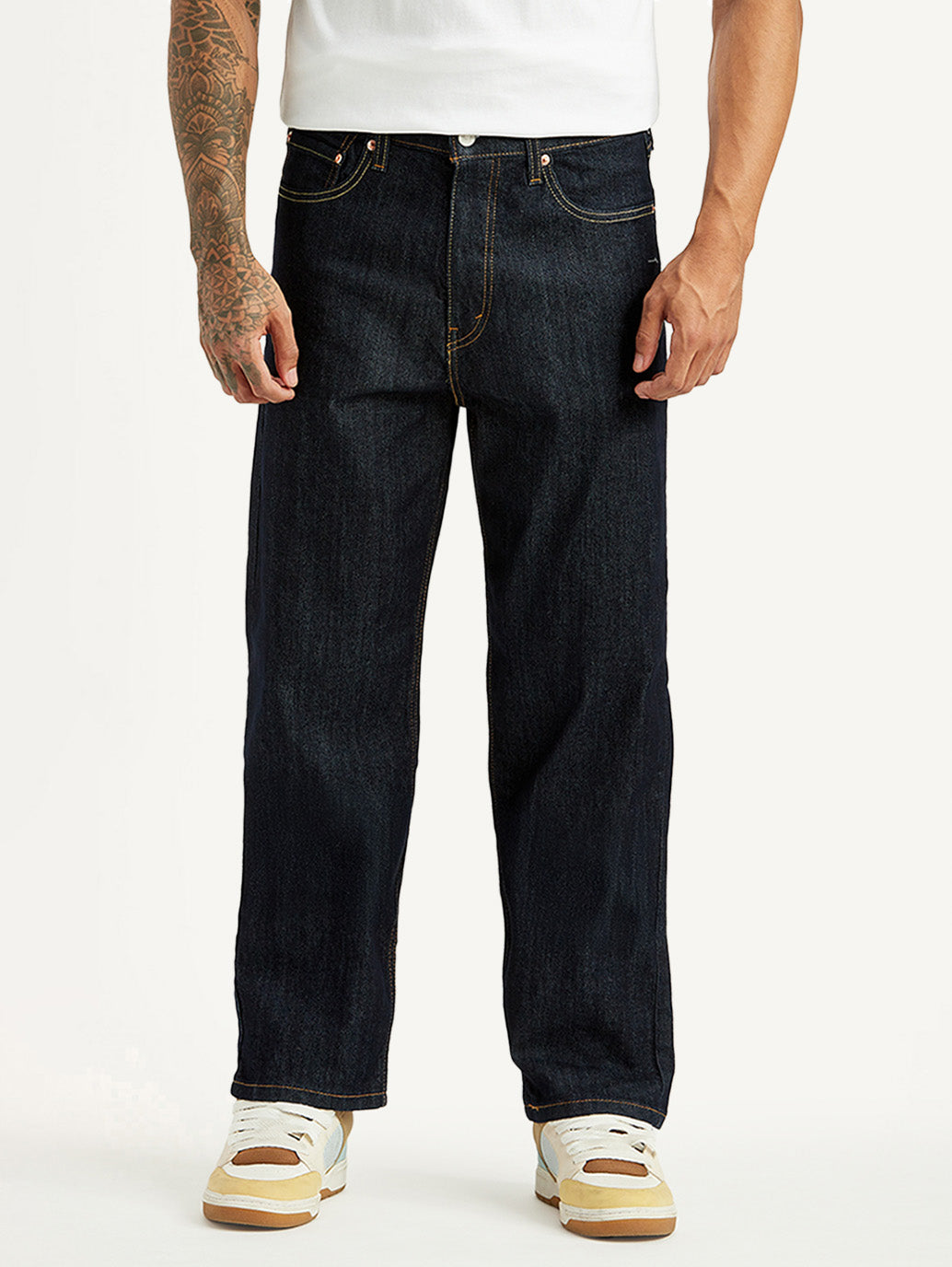 Men's 568 Dark Indigo Loose Fit Mid Rise Jeans - Front View
