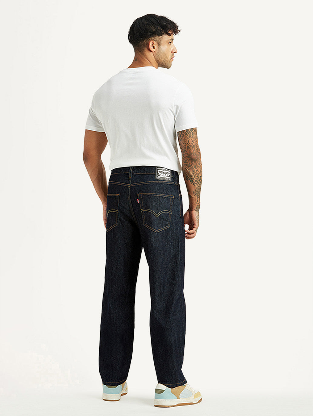 Men's 568 Dark Indigo Loose Fit Mid Rise Jeans - Back View