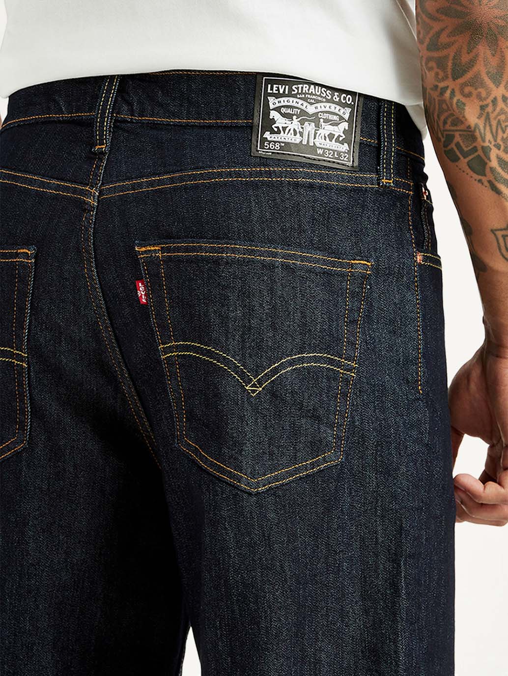 Men's 568 Dark Indigo Loose Fit Mid Rise Jeans - Detail View