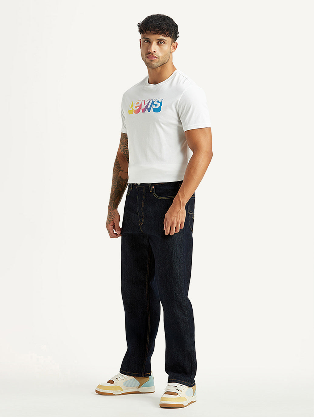 Men's 568 Dark Indigo Loose Fit Mid Rise Jeans - Side View