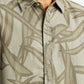 Men's Abstract Taupe Spread Collar Shirt - Detail View