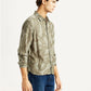 Men's Abstract Taupe Spread Collar Shirt - Side View