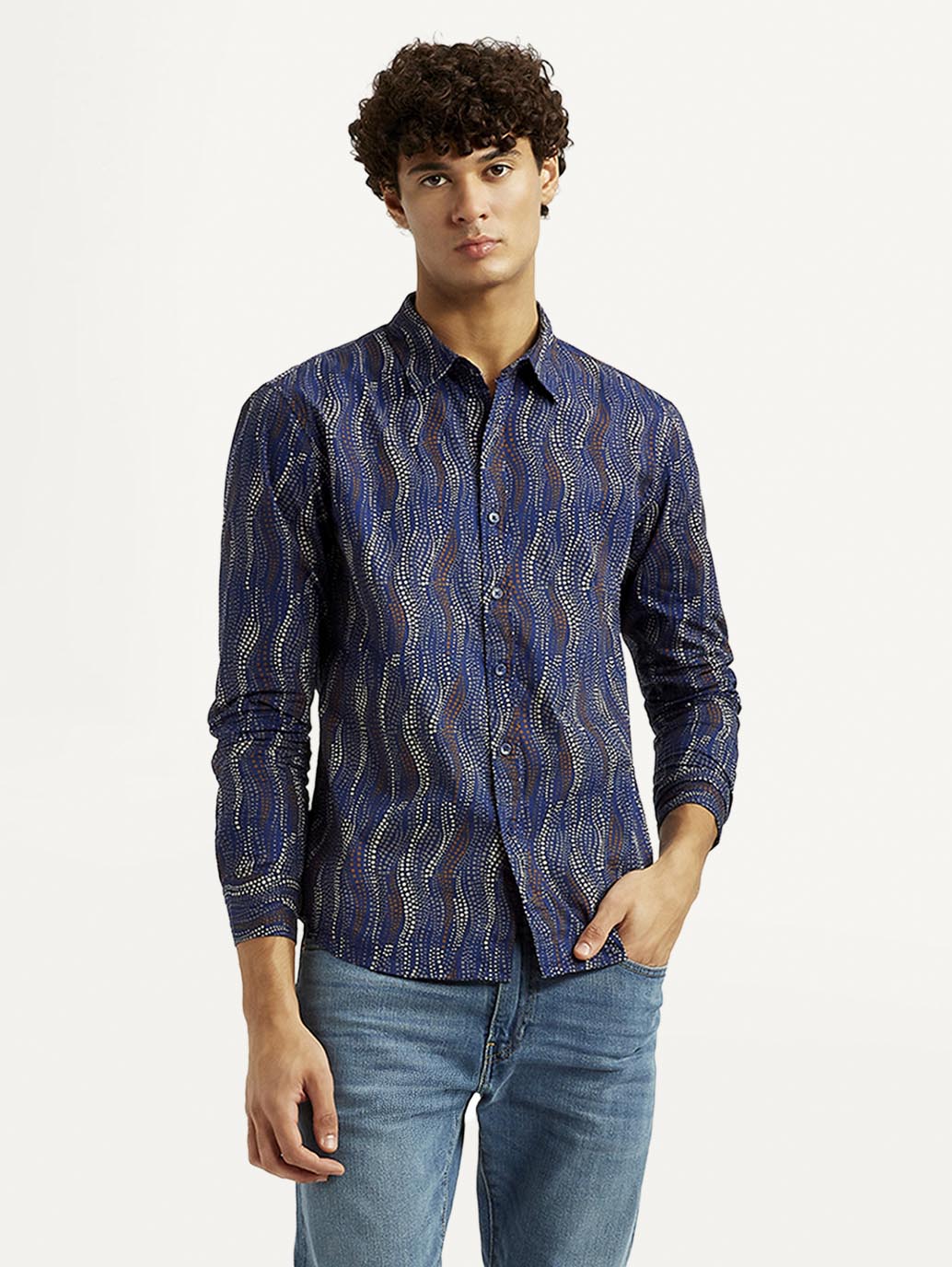 Men's Abstract Navy Slim Fit Shirt