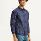 Men's Abstract Navy Slim Fit Shirt - Side View