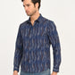 Men's Abstract Navy Slim Fit Shirt - side View