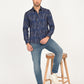 Men's Abstract Navy Slim Fit Shirt - 6 View